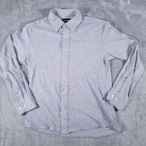 Bonobos Shirt Mens Medium Gray‎ Standard Stretch Soft Knit Long Sleeve Button Up